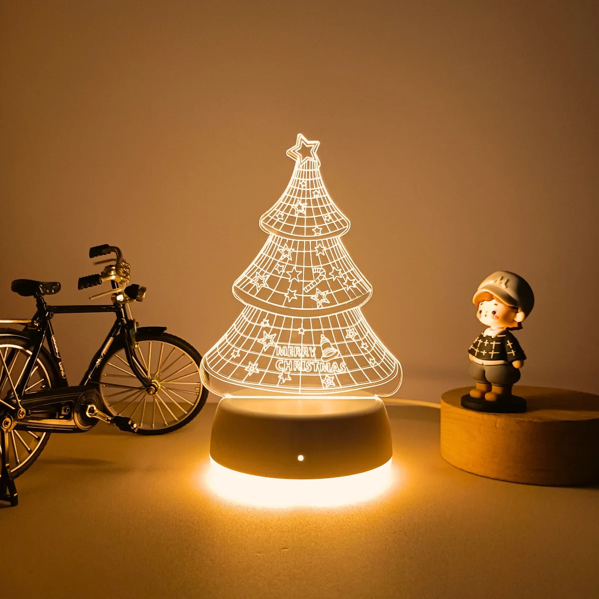 Świąteczna Lampka 3D – Ciepłe Światło Choinki