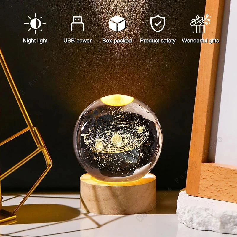 Księżycowa Kula – Lampka 3D z Planetami