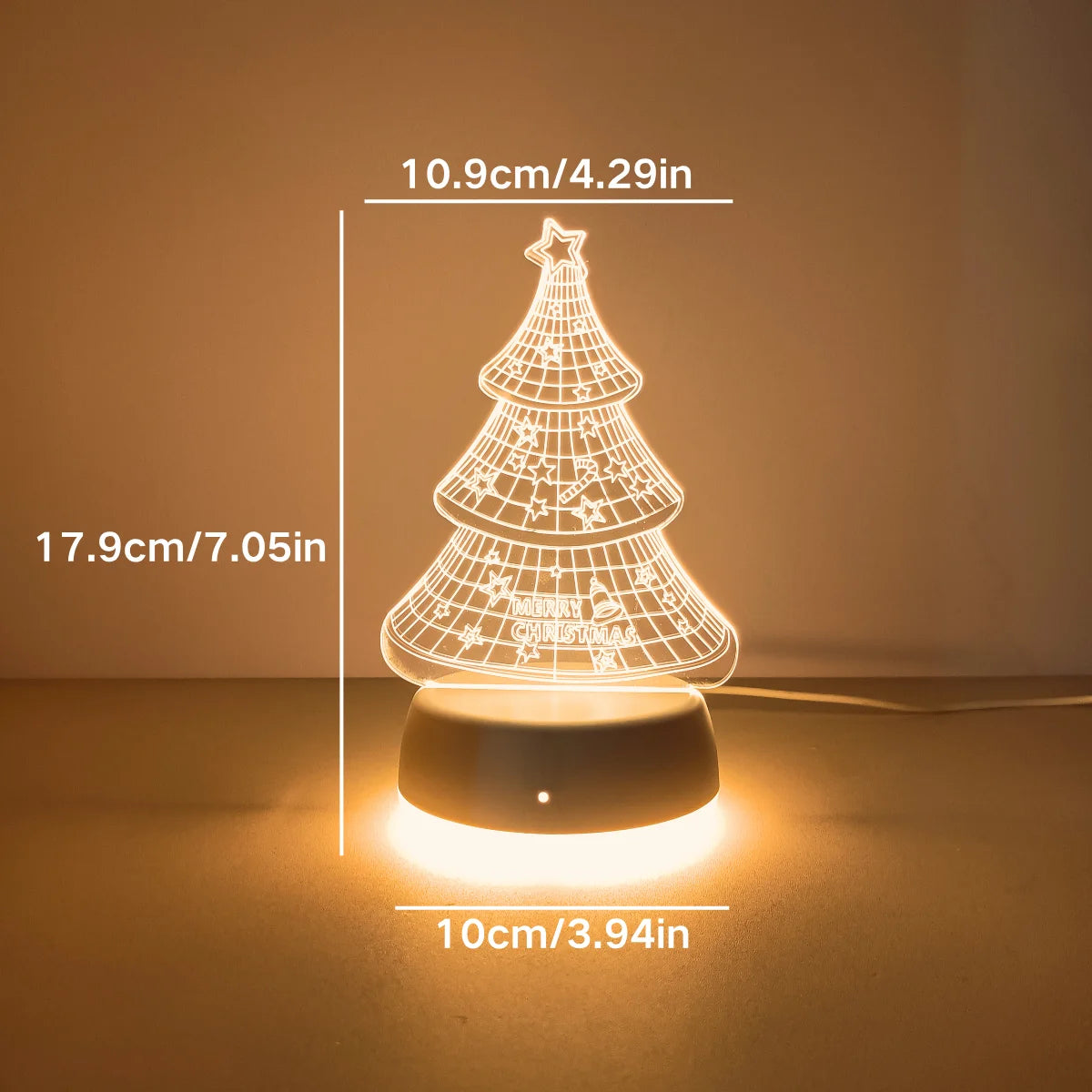 Świąteczna Lampka 3D – Ciepłe Światło Choinki