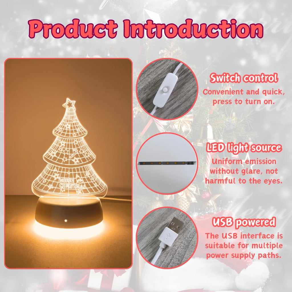 Świąteczna Lampka 3D – Ciepłe Światło Choinki