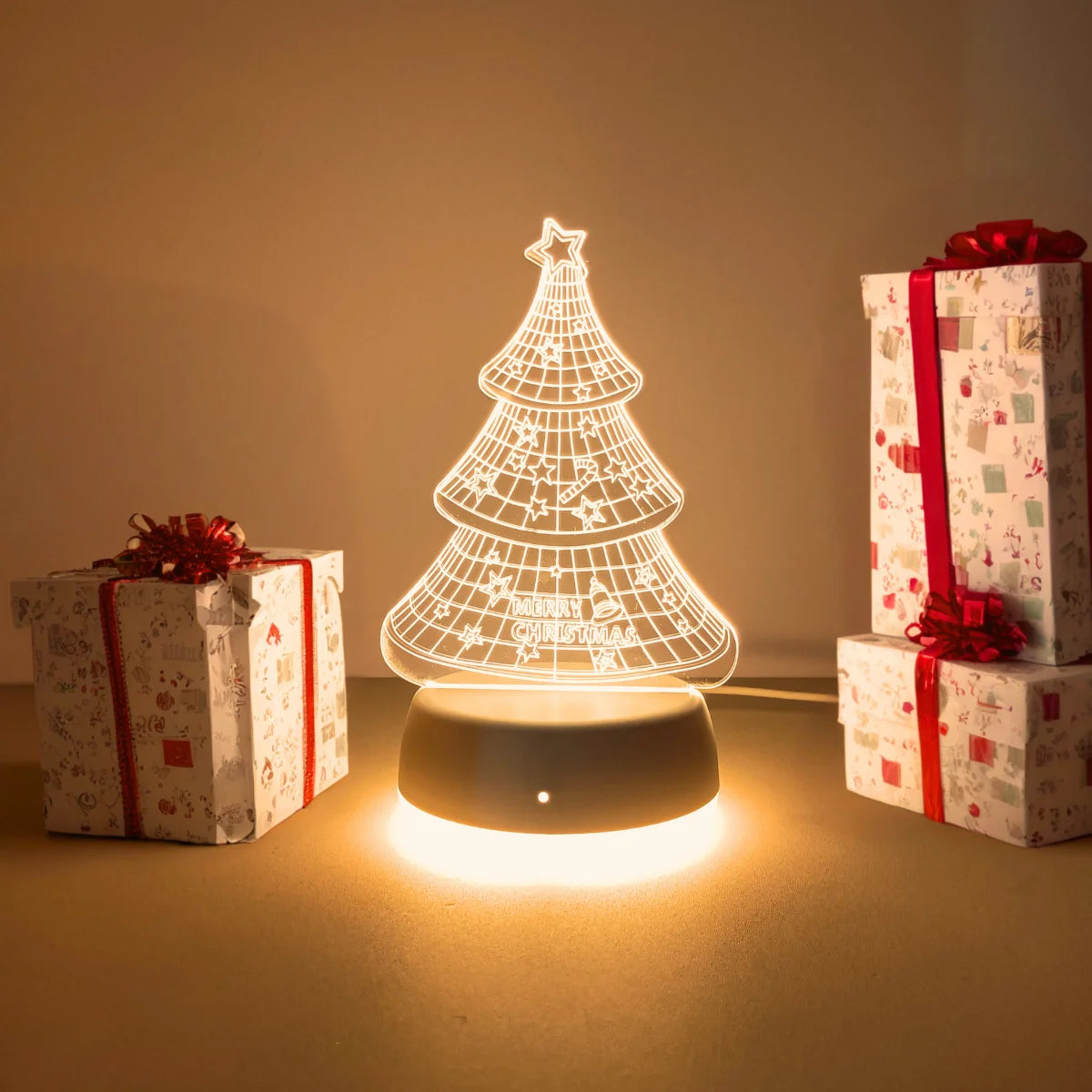 Świąteczna Lampka 3D – Ciepłe Światło Choinki